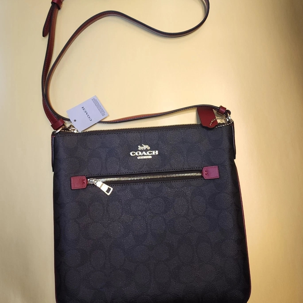 Coach Brown and Red Crossbody Bag - Picture 12 of 15